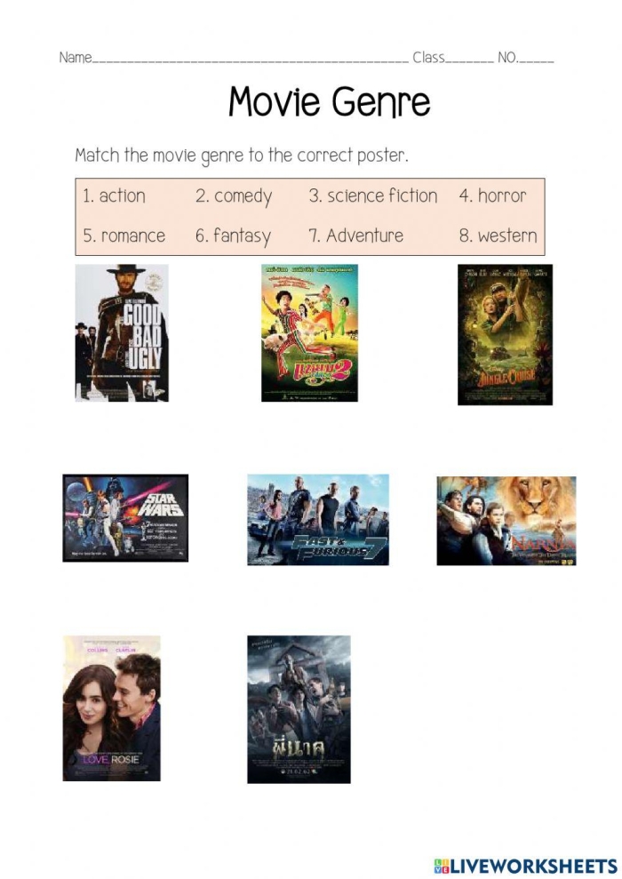 Movies and Main Ideas worksheet for fifth-grade geometry students focusing on comprehension skills