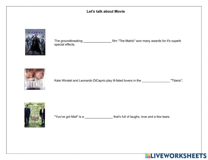 Movies and Main Ideas worksheet for fifth-grade geometry students analyzing nonfiction texts