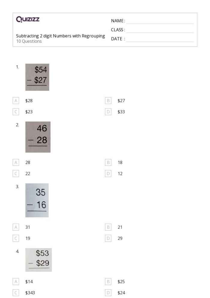 Fifth grade math worksheet featuring multi-digit long division problems for practice