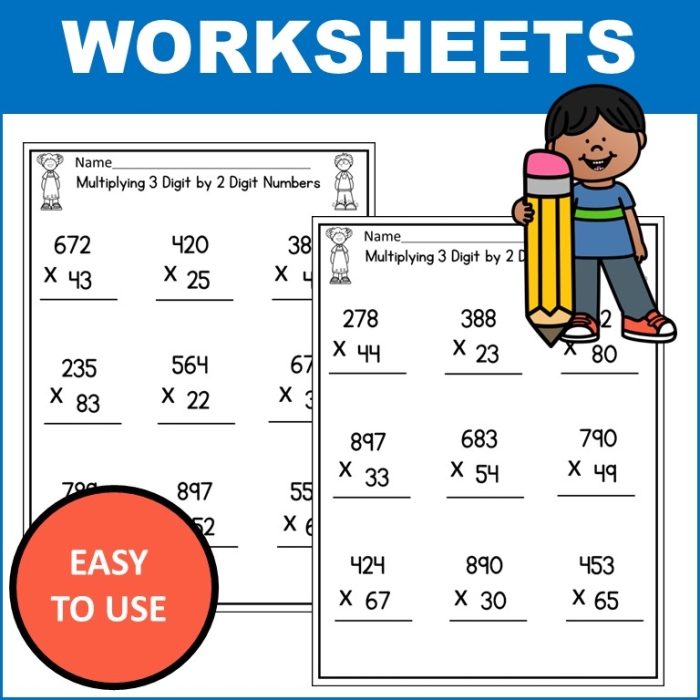 3-digit by 2-digit multiplication worksheet for fifth graders to enhance math skills