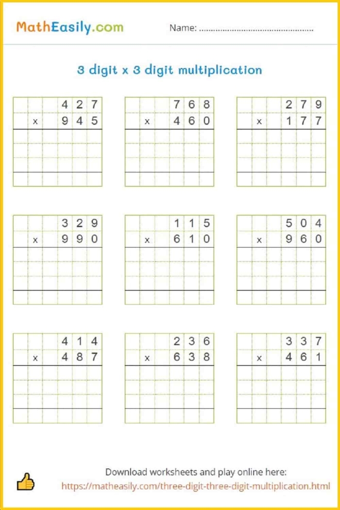 3-Digit by 2-Digit Multiplication worksheet designed for fifth graders to enhance their skills