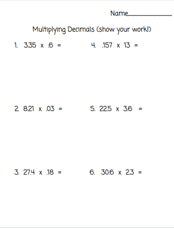 Step-by-step guide for mastering decimal multiplication in Grade 5 Worksheet for fifth graders on multiplying decimals with word problems