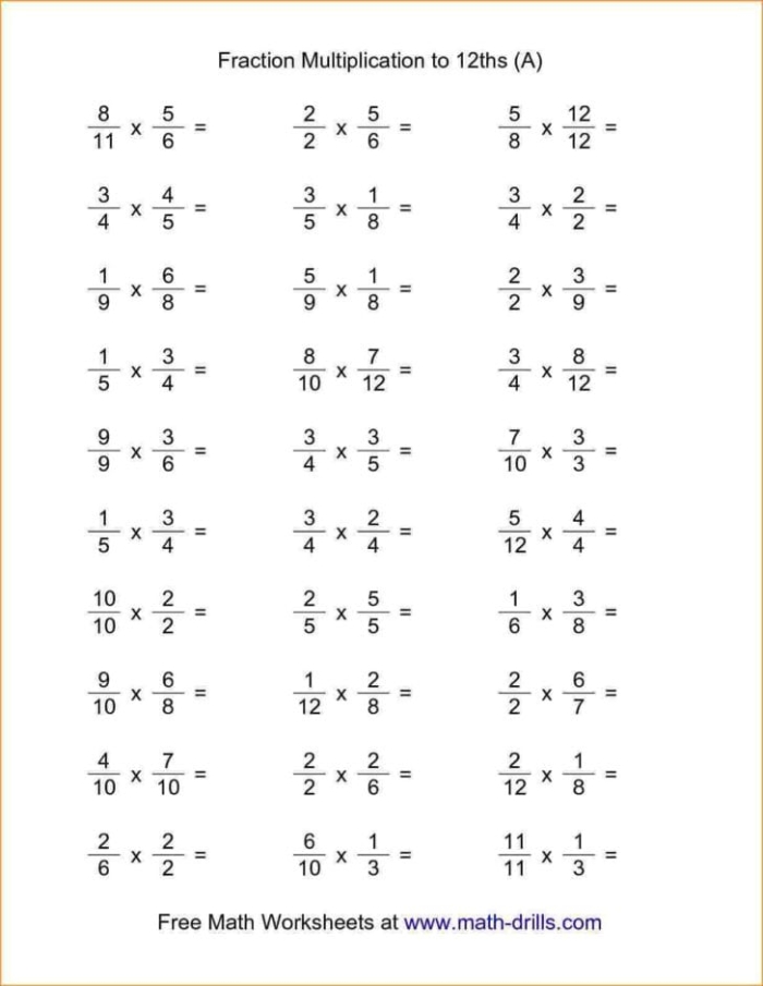 Fifth grade math worksheet showing problems for multiplying mixed numbers by proper fractions with step-by-step solutions