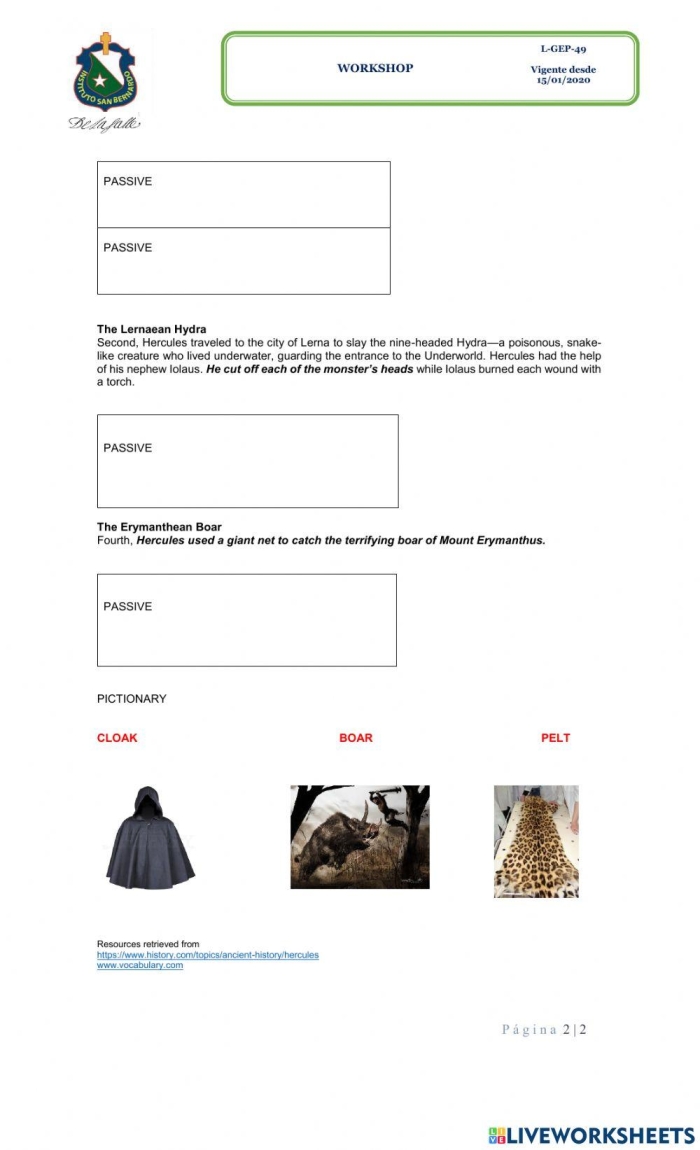 Visual guide for the Compare and Contrast Myths worksheet for educators Fifth grade worksheet for comparing and contrasting myths from various cultures