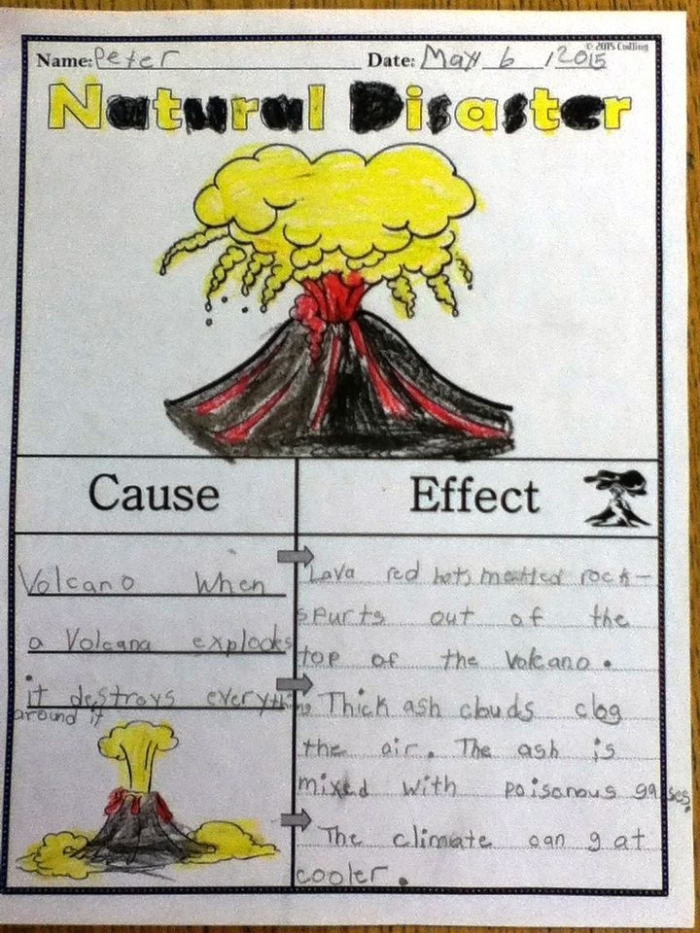 Natural Disasters Cause and Effect Worksheet 11 Fifth grade student practicing cause and effect analysis on a natural disasters worksheet