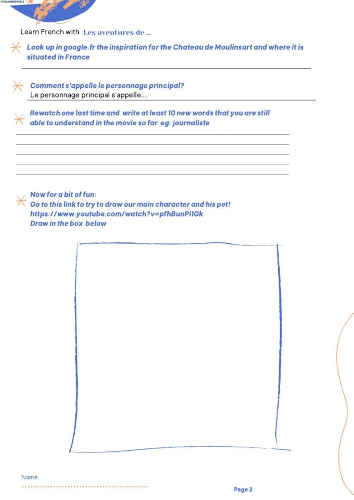 Movies and Main Ideas worksheet for fifth-grade geometry students analyzing nonfiction text