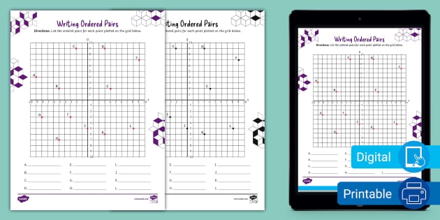 Fifth grade students practicing identifying and plotting positive ordered pairs on a coordinate plane grid