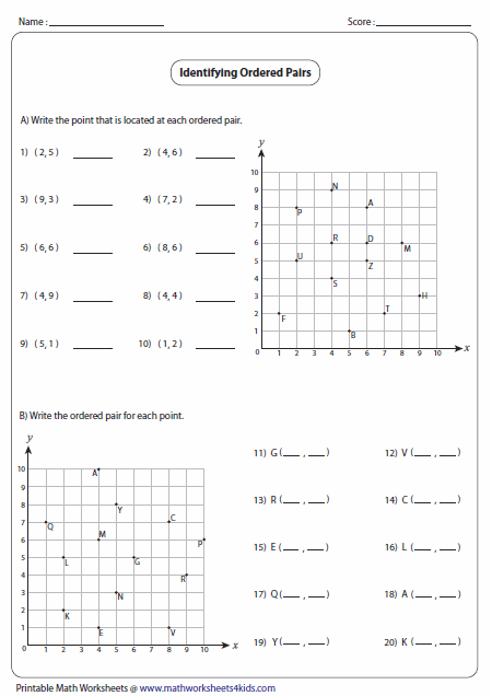 Cheerful worksheet designed for fifth graders to practice ordered pairs and coordinates