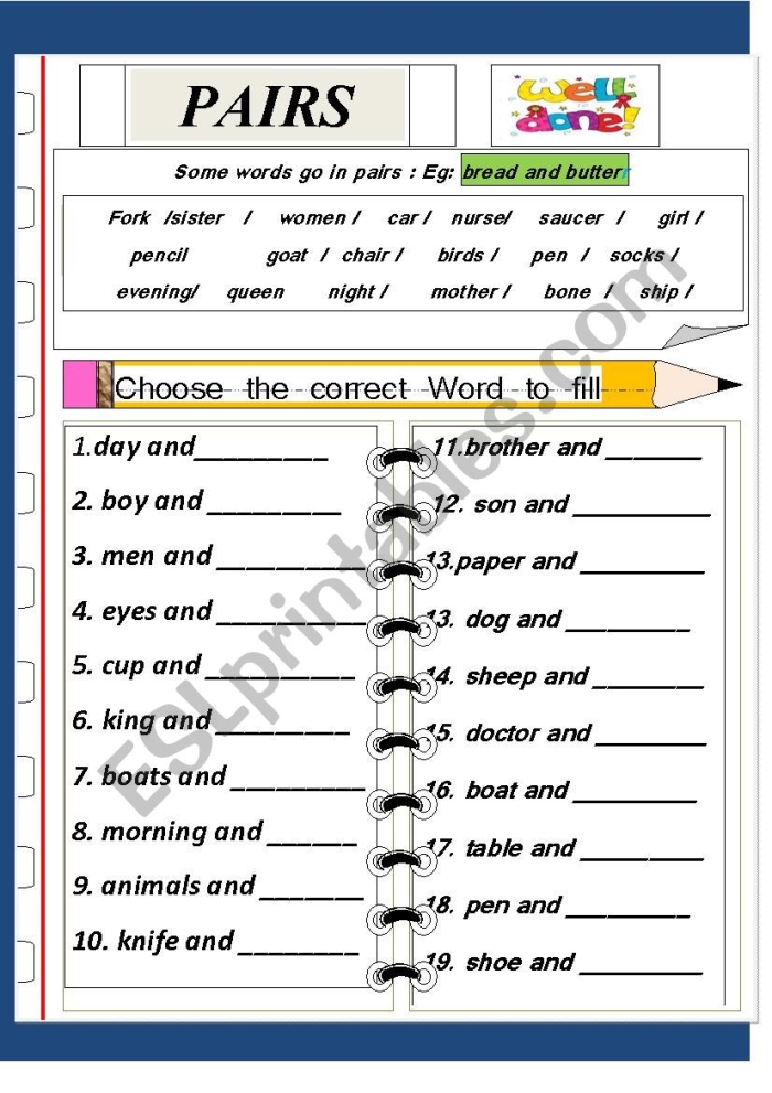 Pairing Up Words Worksheet 19 Addition Language Arts Exercise Fifth grade student completing a pairing up words worksheet focused on contractions and compound words