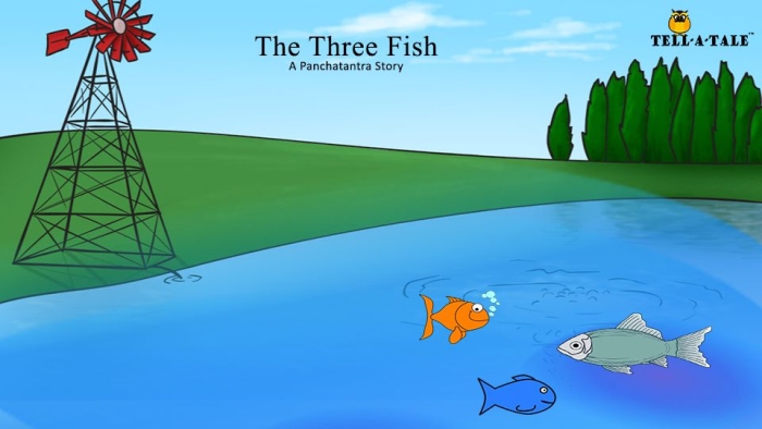Multiplication worksheet for Fifth Grade Worksheet featuring the Panchatantra story "The Fish That Were Too Clever" for fifth graders to explore themes. Educational illustration related to multiplication and storytelling from ancient Indian fables.