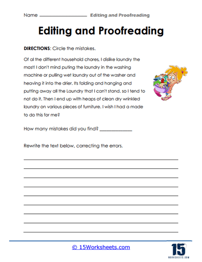 Fifth grade paragraph editing worksheet featuring a romantic Victorian era letter for grammar practice