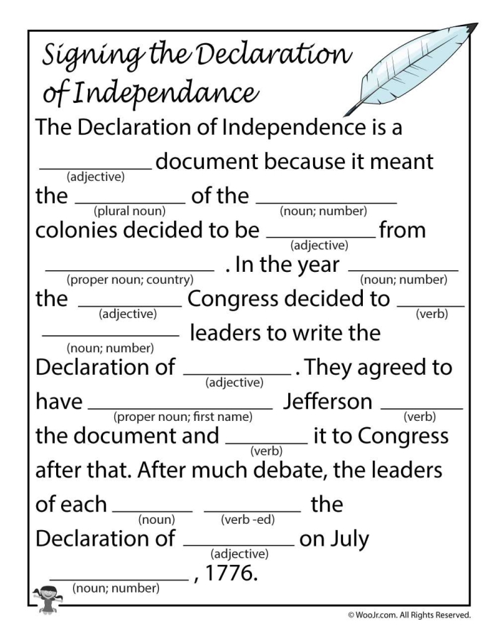 Activity image for understanding the Declaration of Independence language Worksheet for paraphrasing the Declaration of Independence for fifth graders