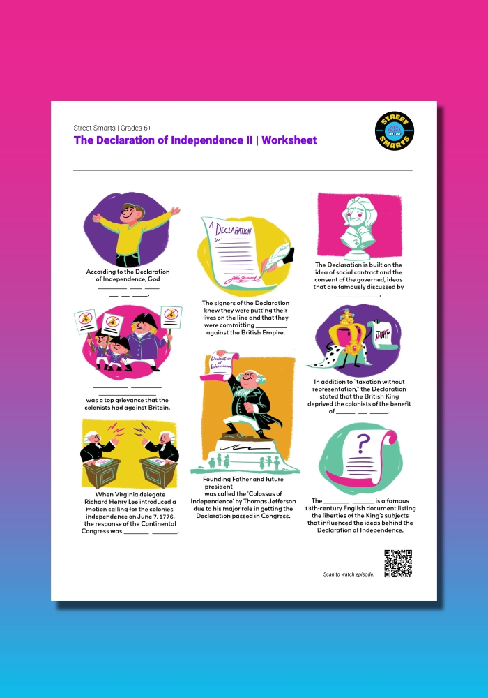 Engaging worksheet for simplifying the Declaration of Independence language Paraphrasing activity worksheet for the Declaration of Independence aimed at fifth graders