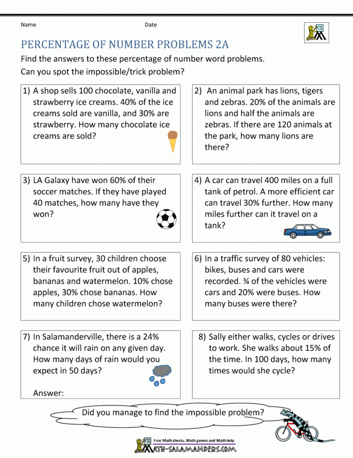 Engaging consumer math problems to enhance children's understanding of percentages Worksheet featuring percentage word problems for fifth graders