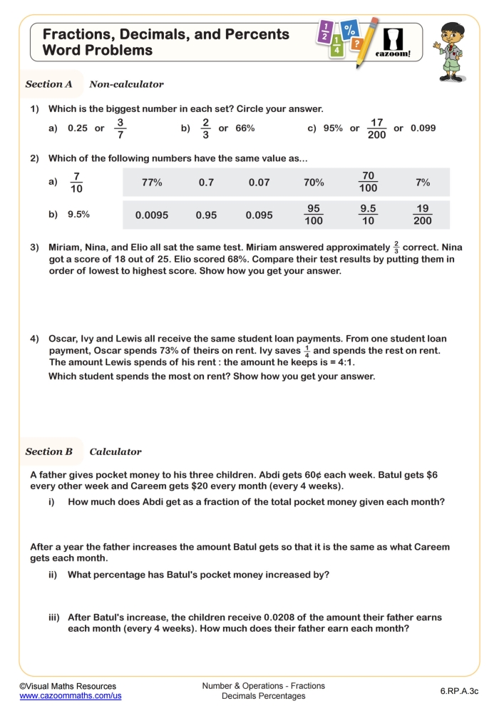 Engaging worksheet to help students understand percentages in real-life scenarios Percentage Word Problems worksheet for fifth graders focusing on consumer math skills
