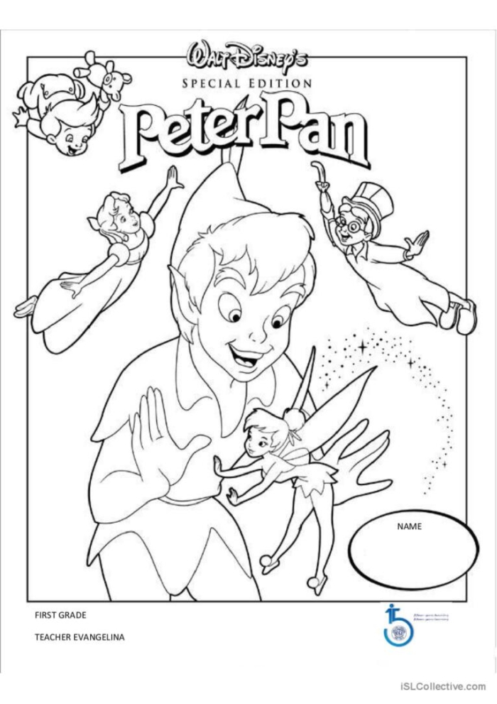 Peter Pan Reading Exercise 14 for Fifth Grade Comprehension Skills Fifth grade students completing a reading comprehension worksheet about Peter Pan with questions about the classic story