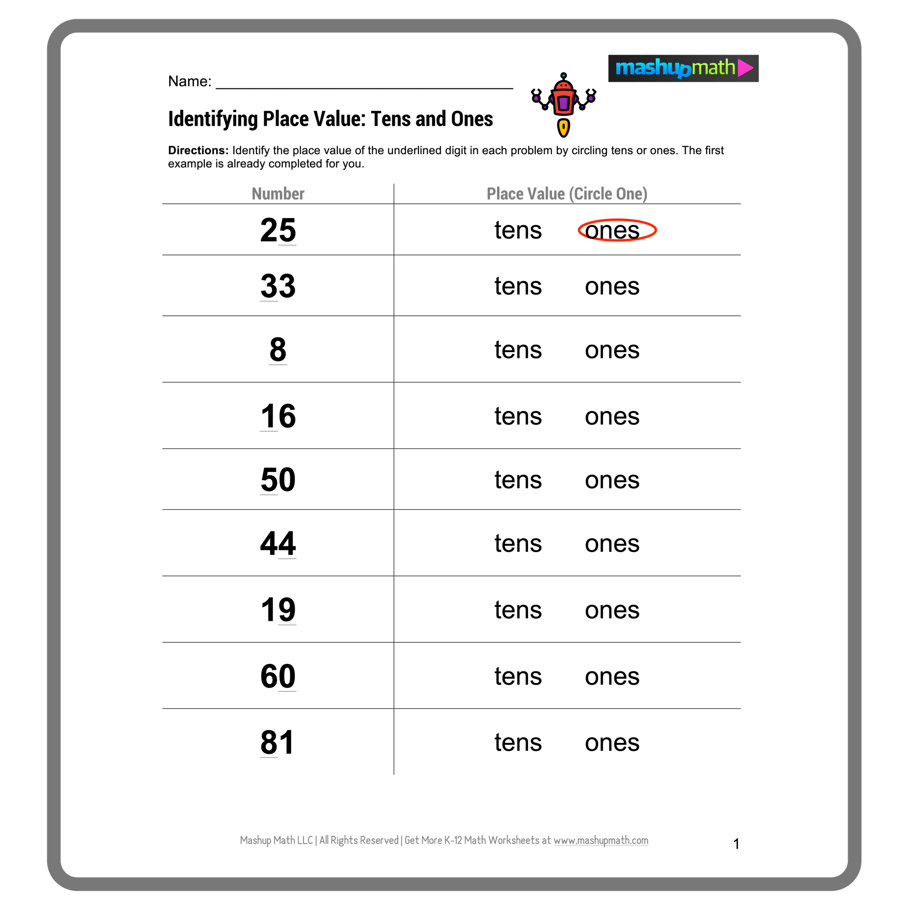 Grammar and Mechanics worksheet for Fifth Grade Students working on the Know Your Place Value worksheet focused on millions. Fifth grade place value practice worksheet for mastering large numbers.