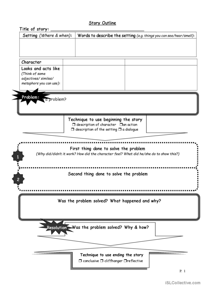 Diagram showing a plot diagram worksheet for fifth graders to fill in story details