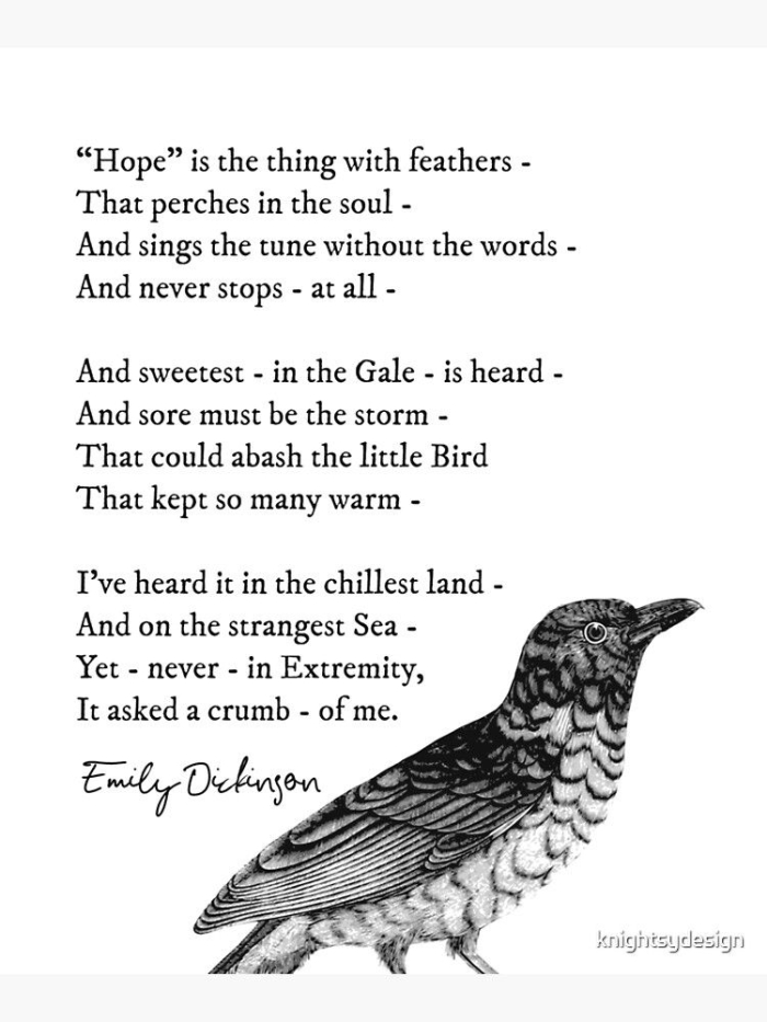 Worksheet for analyzing Emily Dickinson's poem "Hope" is the thing with feathers in Spanish