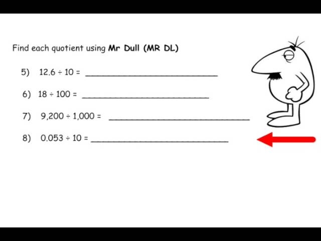 Worksheet for practicing multiplication and division with powers of 10 for fifth graders