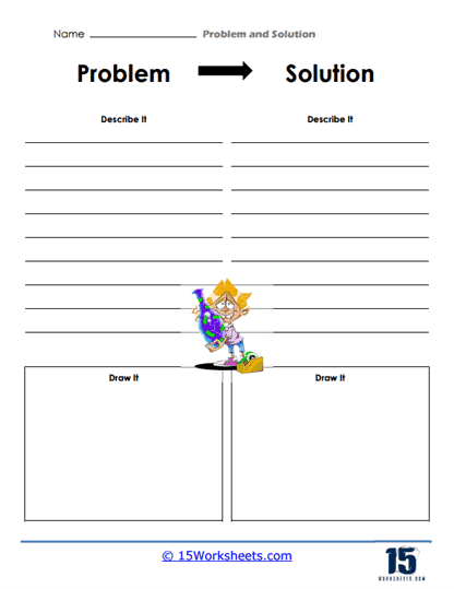 Reading worksheet for Fifth Grade Practice with Problem & Solution worksheet featuring transition words for comprehension exercises. Engage fifth graders in analyzing problems and solutions in three short stories.