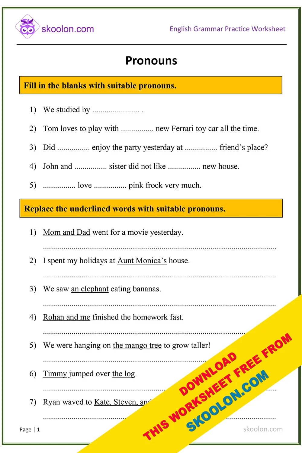 All Kinds of Pronouns: Practice worksheet for 5th grade students Worksheet for practicing indefinite, possessive, and relative pronouns for fifth graders