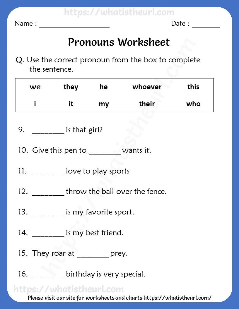 All Kinds of Pronouns Practice Worksheet - Image 6 Worksheet focusing on identifying indefinite, possessive, and relative pronouns for fifth graders