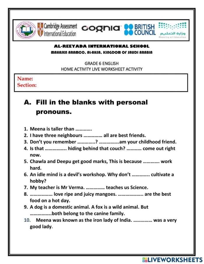 Practice worksheet for all kinds of pronouns, focusing on indefinite, possessive, and relative pronouns Worksheet featuring various exercises on identifying different types of pronouns for fifth graders