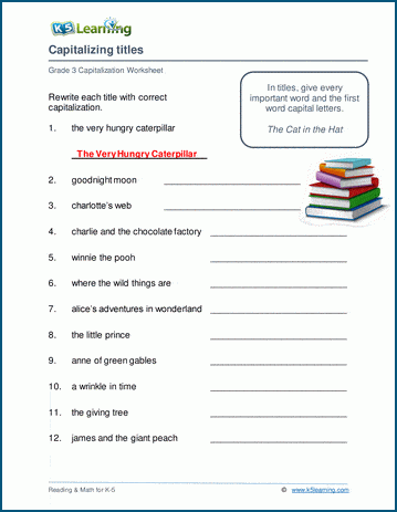 Punctuation and capitalization worksheet for fifth grade students focusing on grammar skills