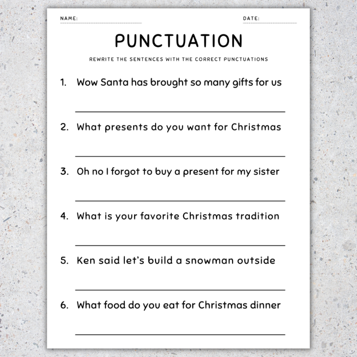 Fifth grade students rewriting a paragraph to practice proper punctuation and capitalization skills