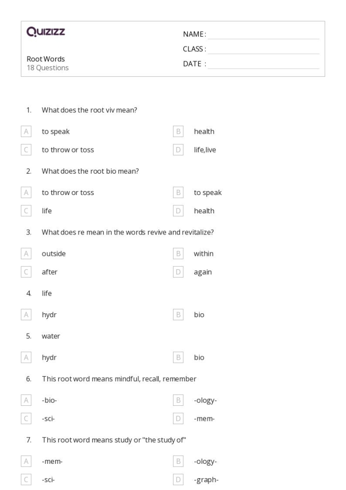 Rockin Root Words worksheet for fifth grade vocabulary building 3 Fifth grade students practicing root words and vocabulary skills with the Rockin Root Words worksheet