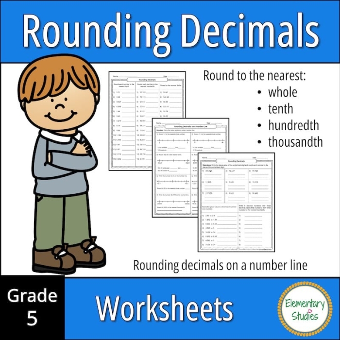 Rounding Decimals Practice Worksheet for Fifth Grade Number 16 Fifth grade student completing a math worksheet on rounding and comparing decimals