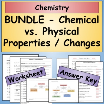 Science Review: Chemical Vs. Physical Properties worksheet for students Fifth-grade worksheet on chemical and physical properties for science review