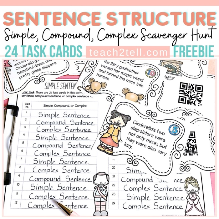Grammar worksheet for identifying simple, compound, and complex sentences for fifth graders.