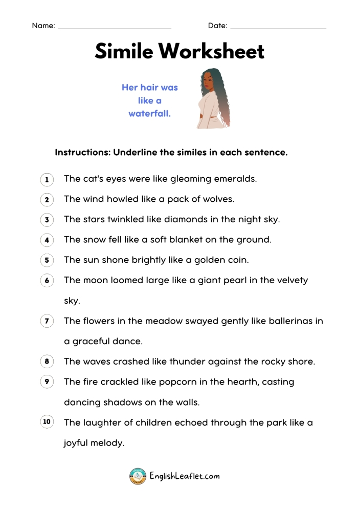 Worksheet featuring scrambled similes designed for fifth graders to enhance their understanding of figurative language. Engaging activity for children to create their own imaginative similes.