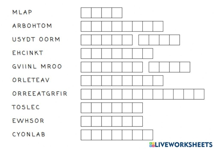 Fifth grade student completing a scrambled similes reading exercise worksheet