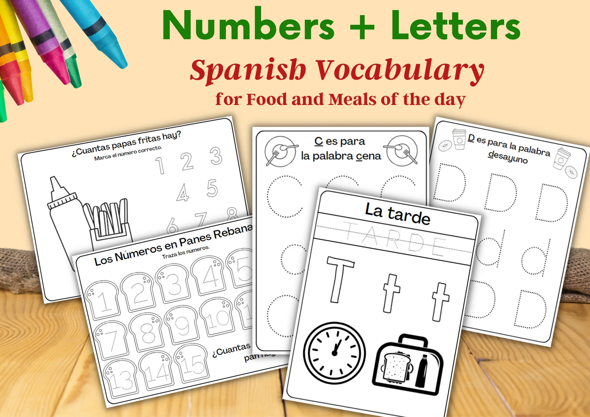 ALT text for a worksheet featuring Sam and Paula learning to order food in Spanish