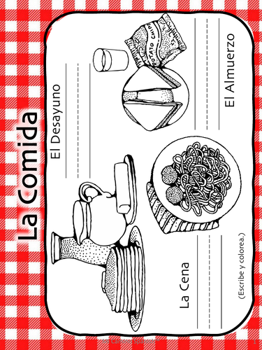 A worksheet featuring Sam and Paula learning to order food in Spanish