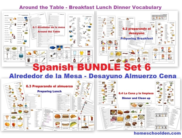 ALT text for a worksheet featuring Sam and Paula learning to order food in Spanish