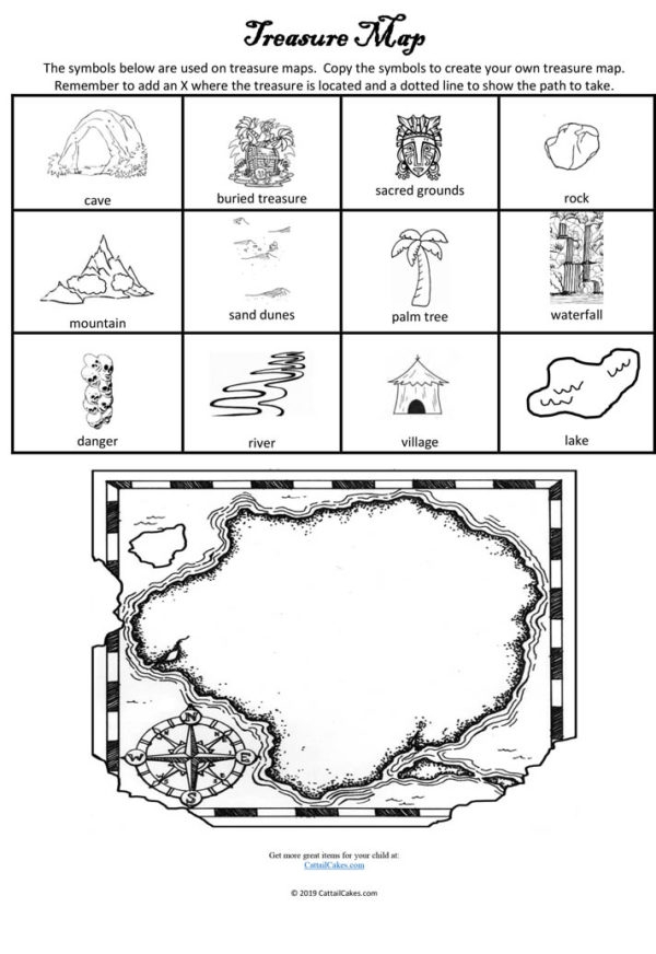 Treasure Math Map worksheet for fifth graders focusing on subtraction practice