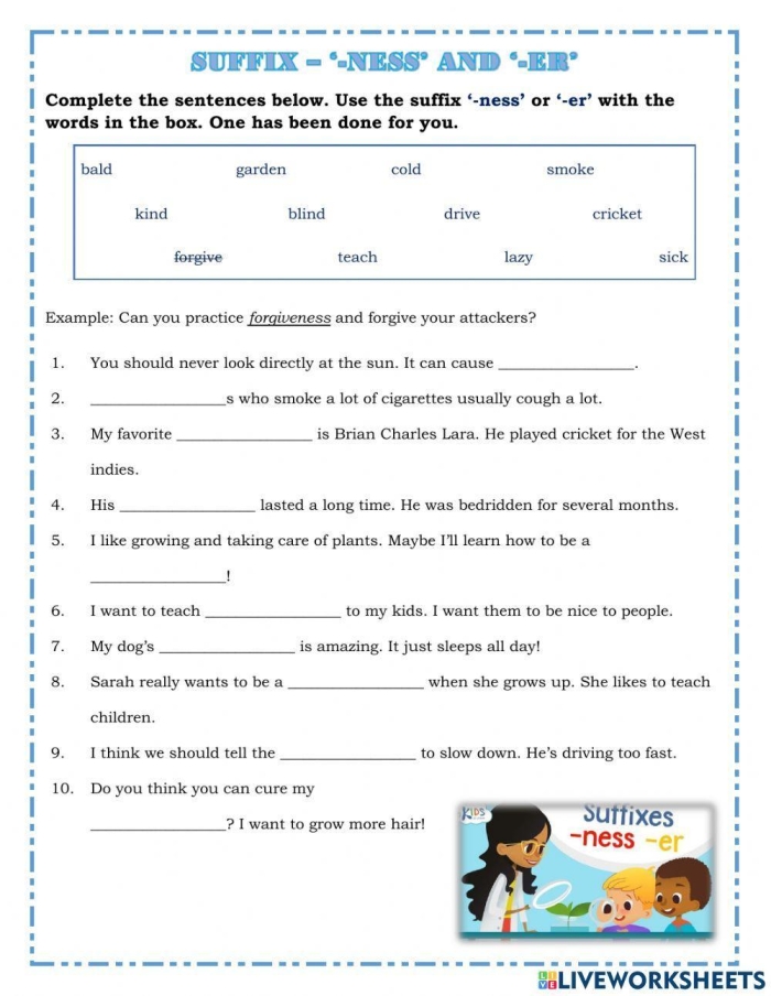 Suffixes -er and -est adjective practice exercise sixteen Fifth grade grammar worksheet focused on applying the -er and -est suffixes to adjectives