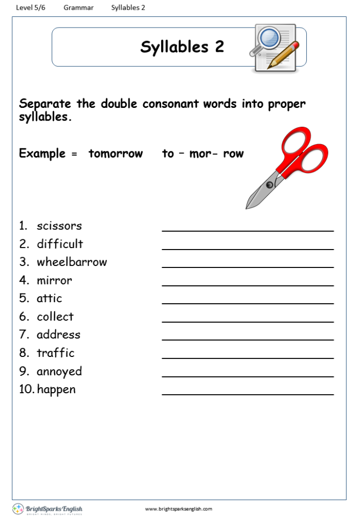Syllabication Evaluation Worksheet 19 Earth and Space Science Activity Fifth grade students practice dividing multisyllabic Earth and Space Science terms on this syllabication evaluation page