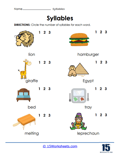 Interactive exercise for students focusing on breaking complex words into syllables Syllable Break-up worksheet designed for fifth graders to practice word division