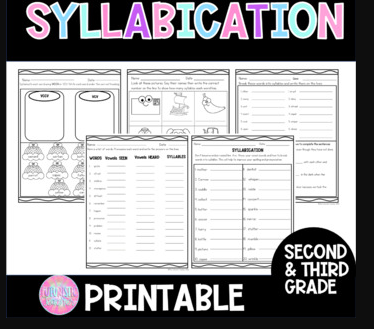 Image 17: Syllable Division Assessment Activity for Elementary Learners Fifth grade syllabication evaluation worksheet showing multisyllabic words with divided syllables for students to assess correctness
