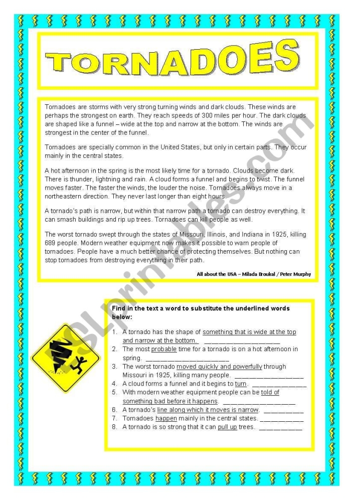 Tornado Formation Explained - Educational Worksheet for Fifth Graders Diagram illustrating the formation of tornadoes for a fifth-grade science worksheet