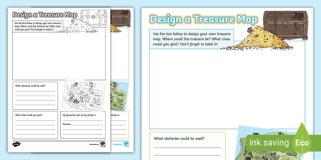 ALT text: Treasure Math Map worksheet for practicing subtraction with a hidden treasure theme