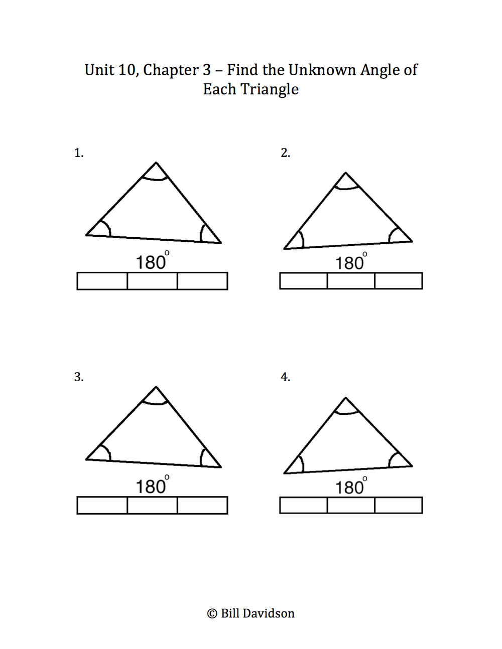 Triangle Angles Worksheet for Fifth Grade Geometry Practice Students calculating unknown angles in a triangle angles worksheet for fifth graders