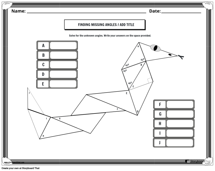 Triangle Angles worksheet for fifth graders focusing on geometry concepts Worksheet featuring children solving for unknown angles in five triangles