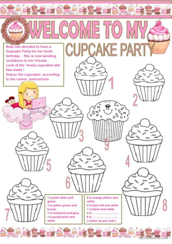 Fifth grade students solving two-step cupcake word problems on a math worksheet