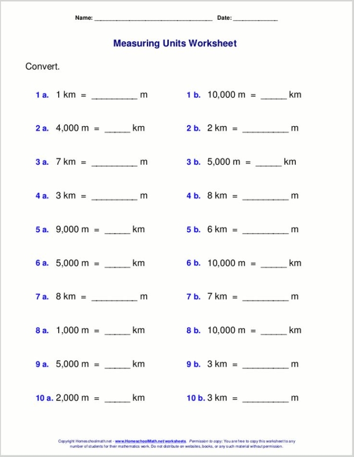 Worksheet for fifth graders on converting units of measurement in geometry
